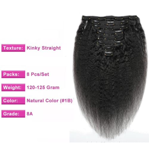 Factory Directly Wholesale Afro Kinky Curly Clip In Human Hair Brazilian Afro Clip ins 7pcs 8pcs Per Set